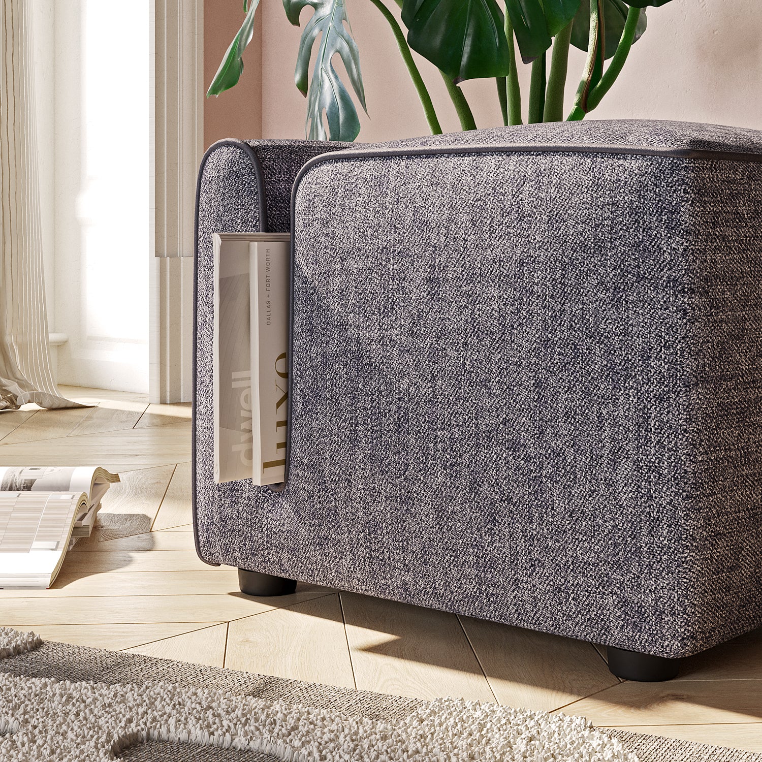 Premium Pouf Sitzhocker mit Aufbewahrungsfach Glimmer 53x43x42 (BxHxT)