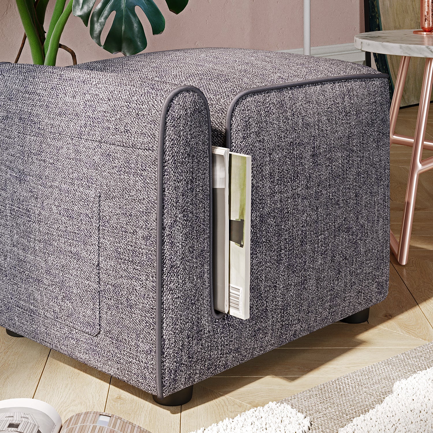 Premium Pouf Sitzhocker mit Aufbewahrungsfach Glimmer 53x43x42 (BxHxT)