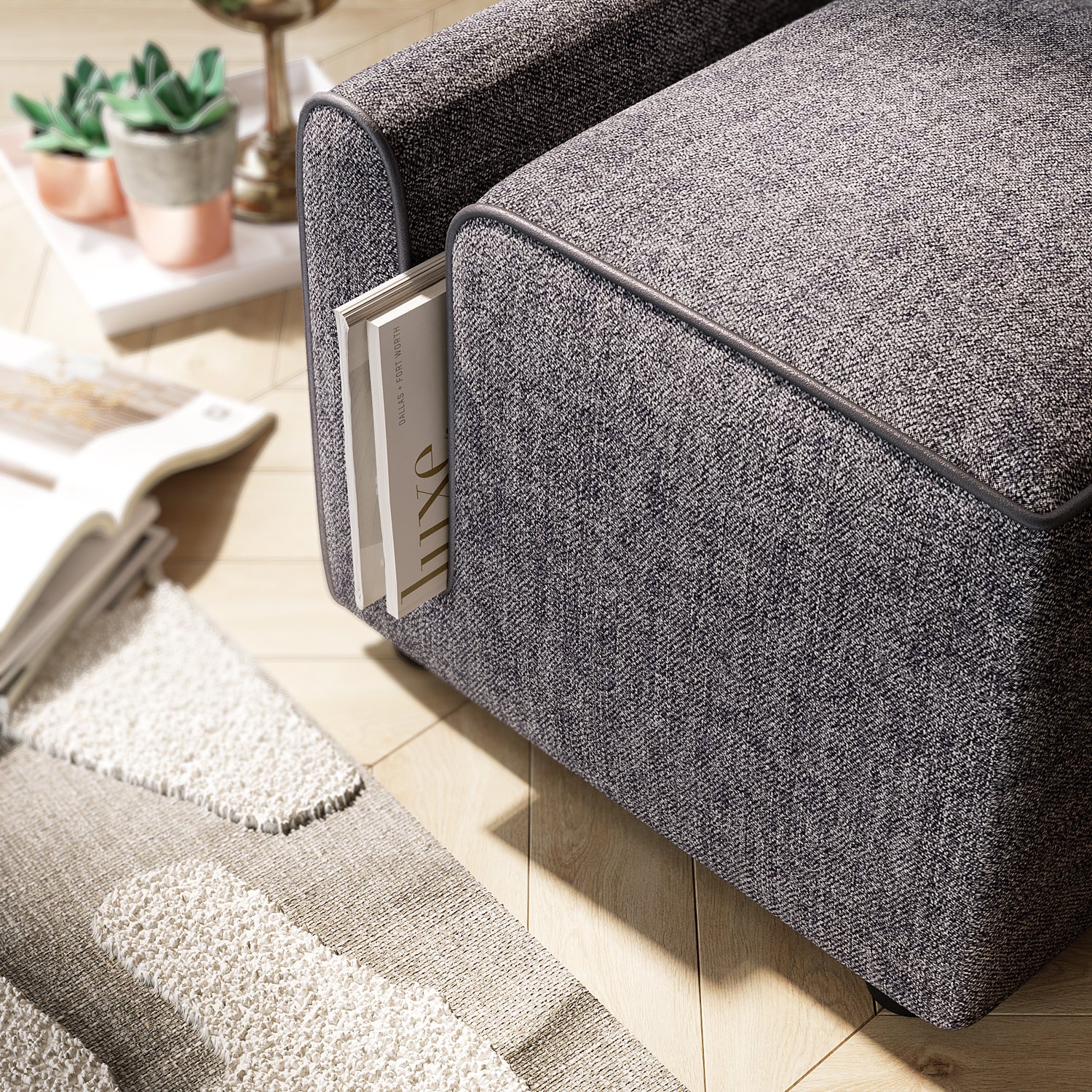 Premium Pouf Sitzhocker mit Aufbewahrungsfach Glimmer 53x43x42 (BxHxT)