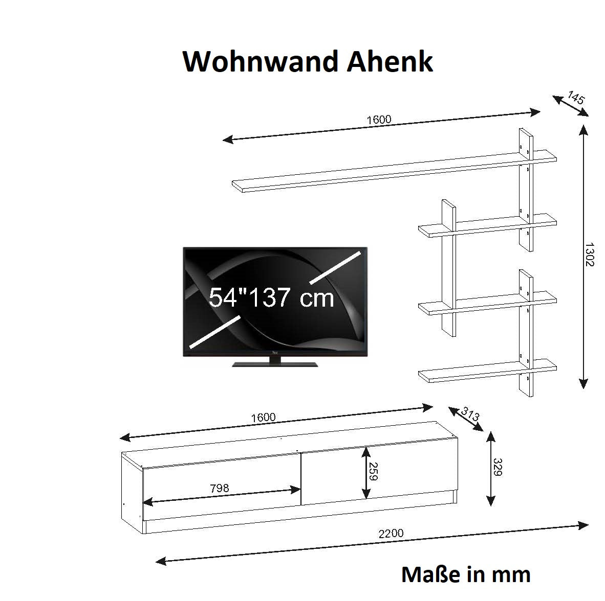 Wohnwand  Ahenk Weiß