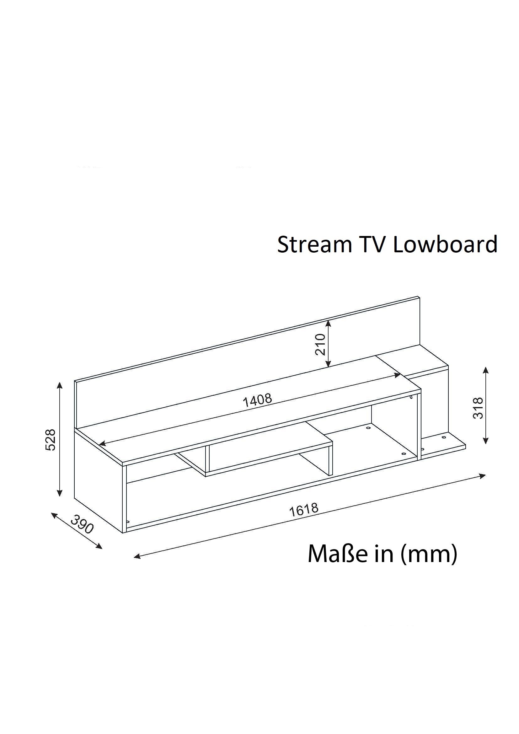 Tv Lowboard Stream Weiß Walnuss