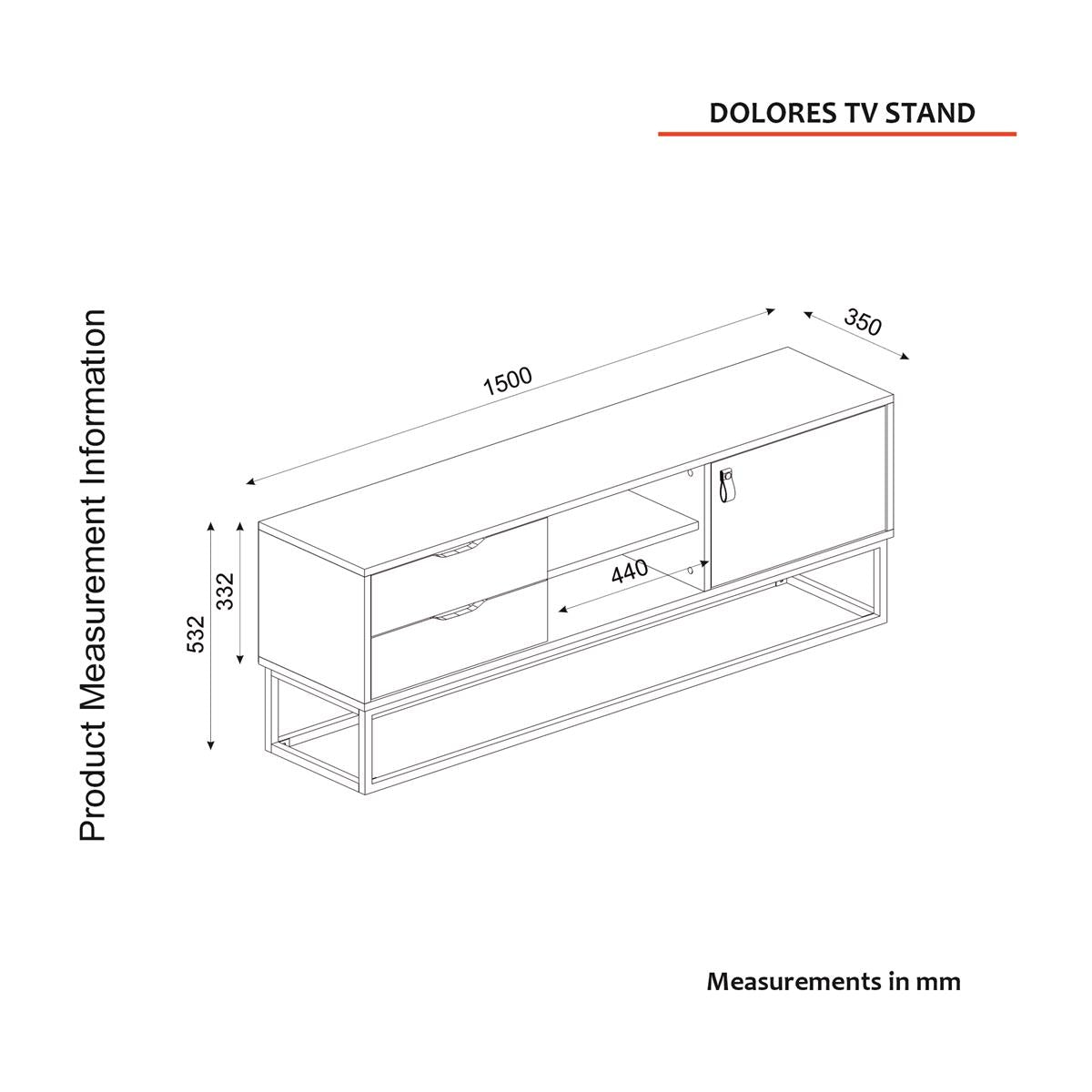 TV Lowboard Dolores mit Metallfüße Anthrazit Safir