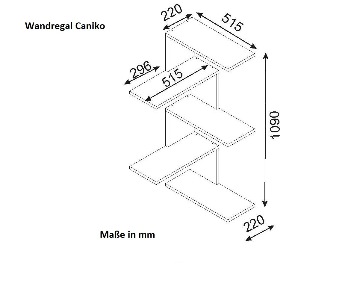 Wandregal Eckregal  Caniko Walnuss