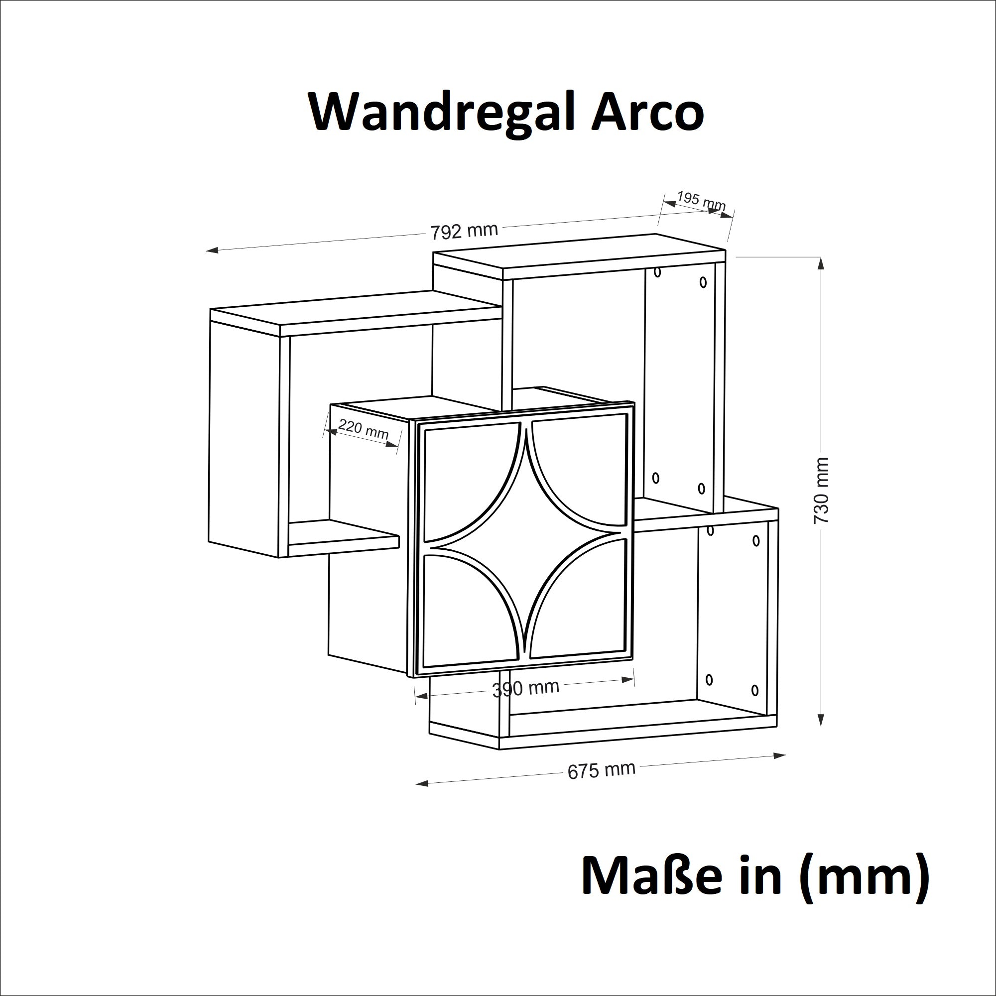 Wandregal Arco mit Tür Walnuss Dunkelgrün