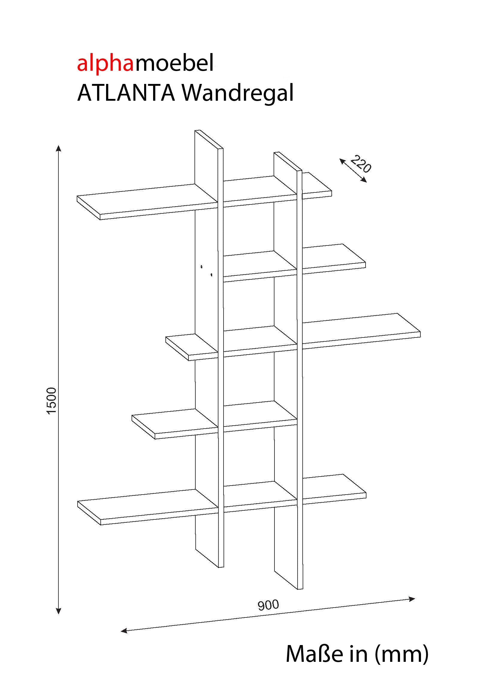 Wandregal Atlanta Wenge