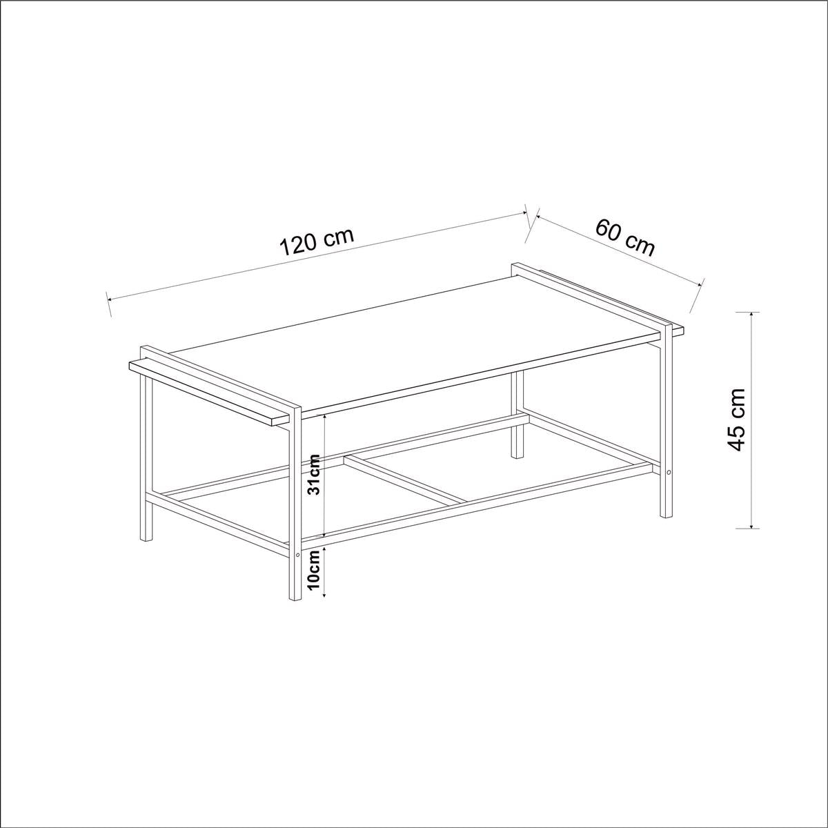 Couchtisch Lara mit Metallfüße Anthrazit 9185