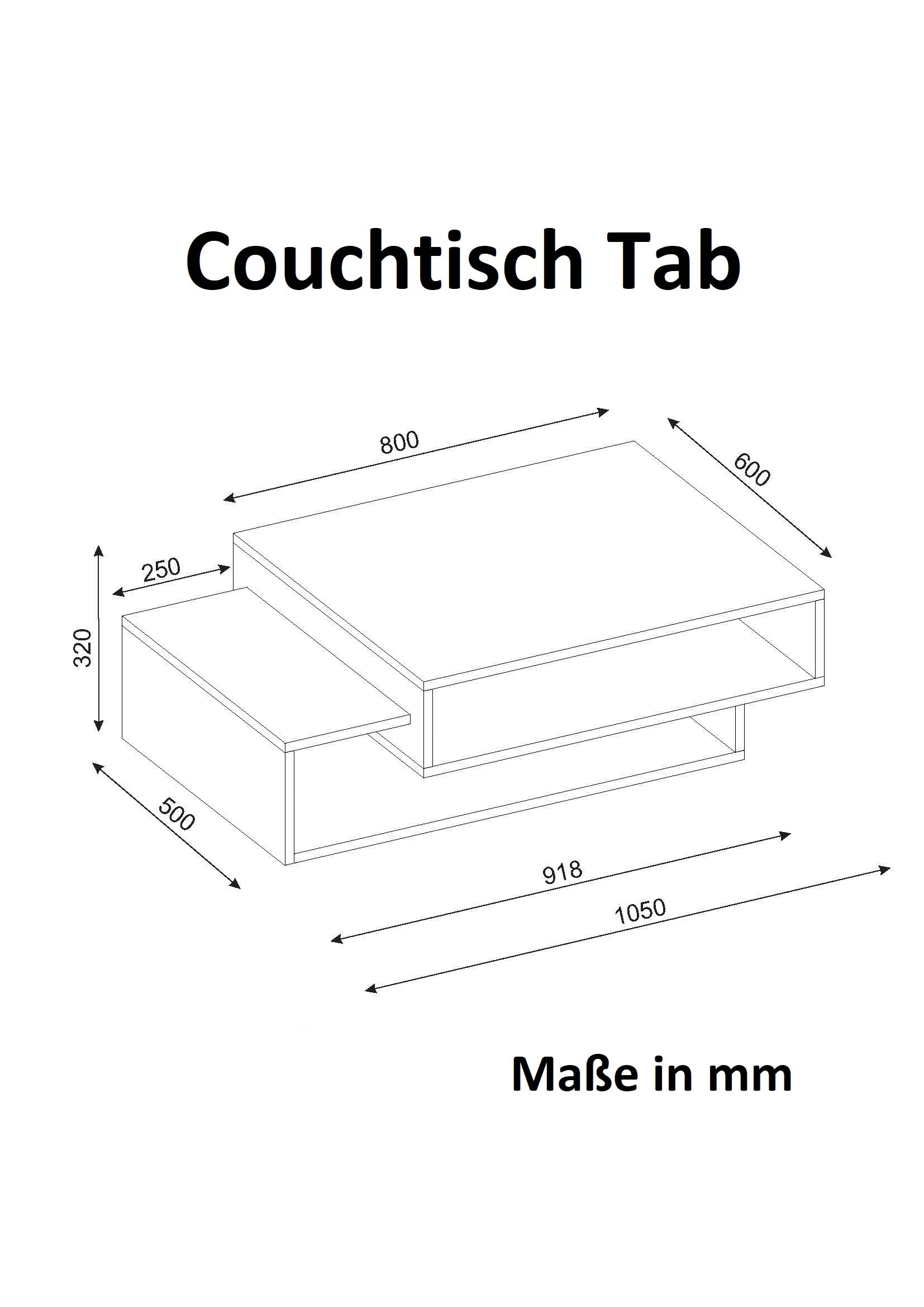 Couchtisch Tab Weiß Rot