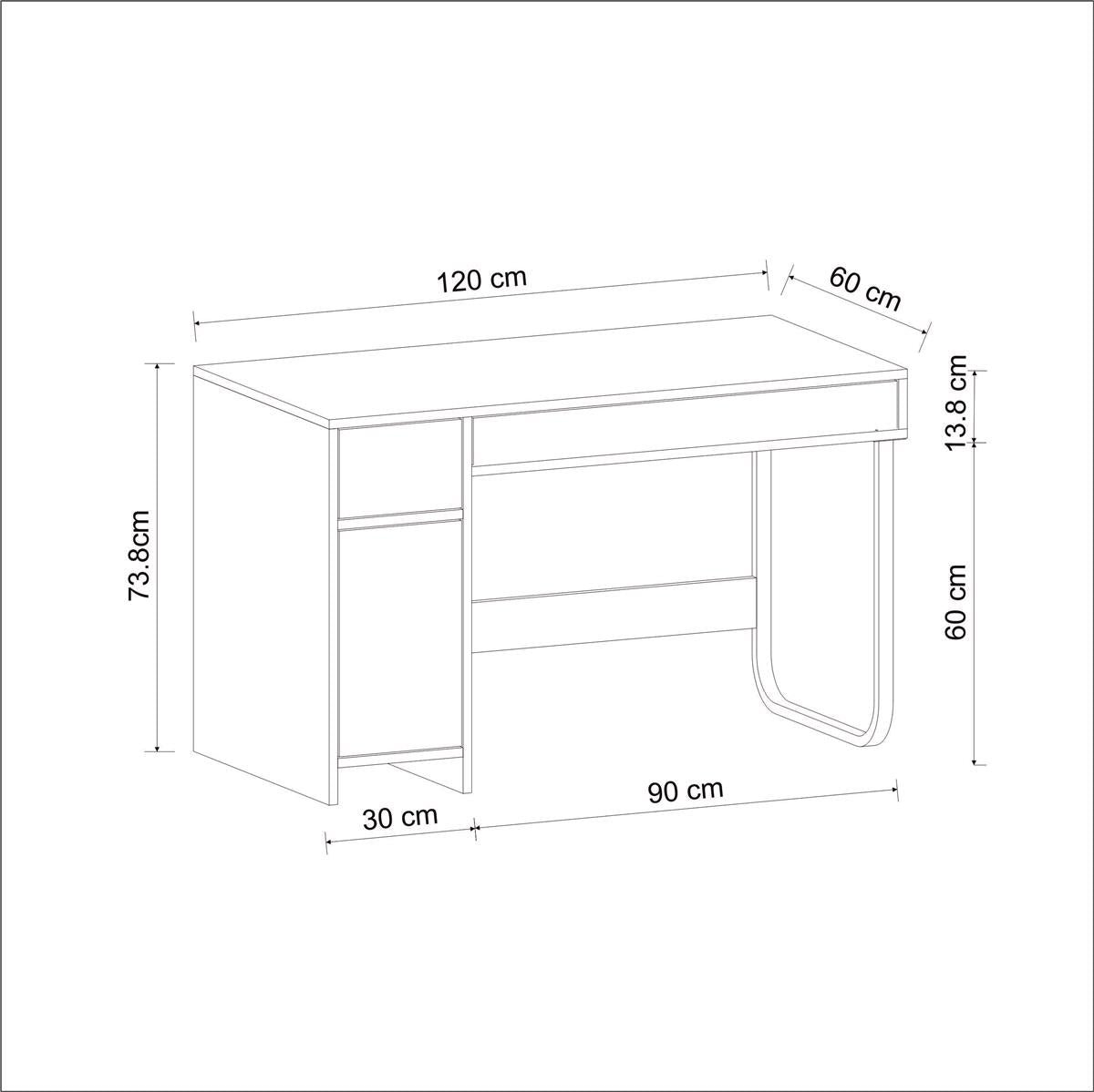 Schreibtisch Asil mit Metallfüße Weiß 9741