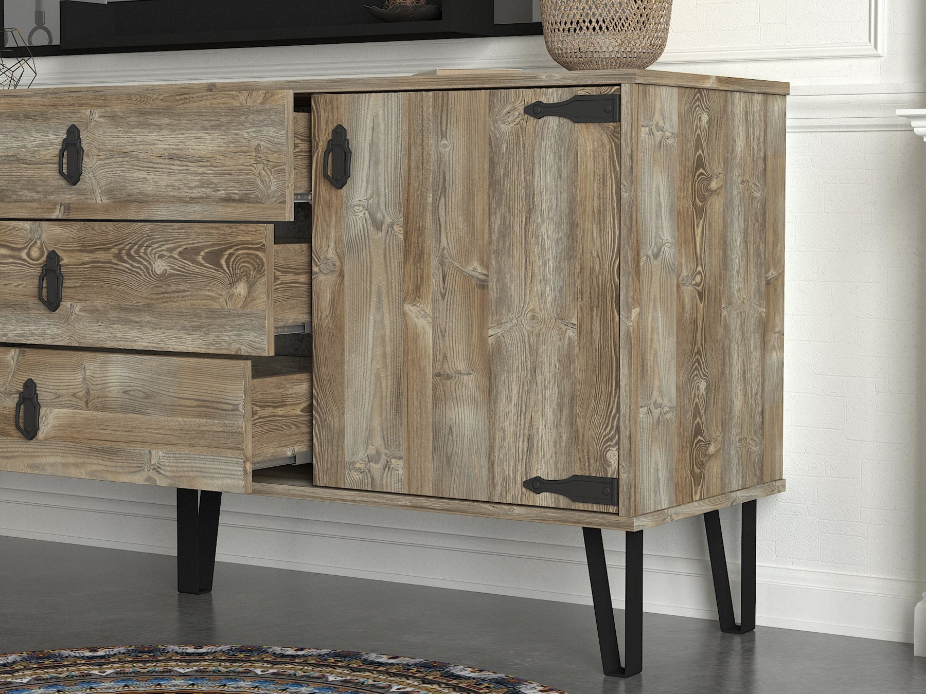 Sideboard Costa mit Spiegel Eiche