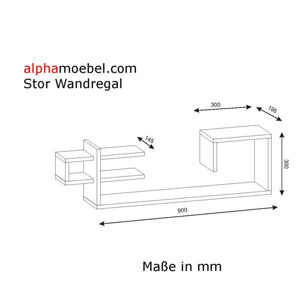 Wandregal Stor Weiß Walnuss