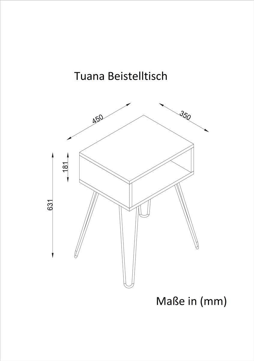 Beistelltisch Tuana mit Metallfüße Weiß